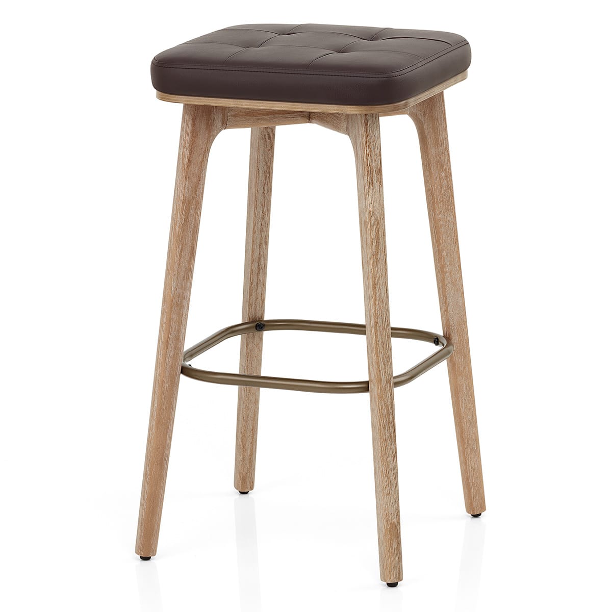 Sgabello Ecopelle Legno - Malmo Marrone