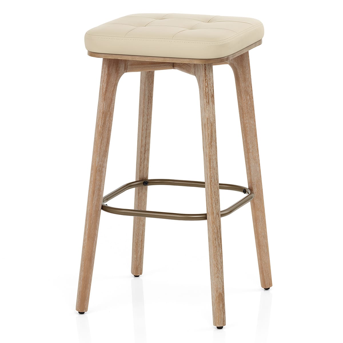 Sgabello Ecopelle Legno - Malmo Crema