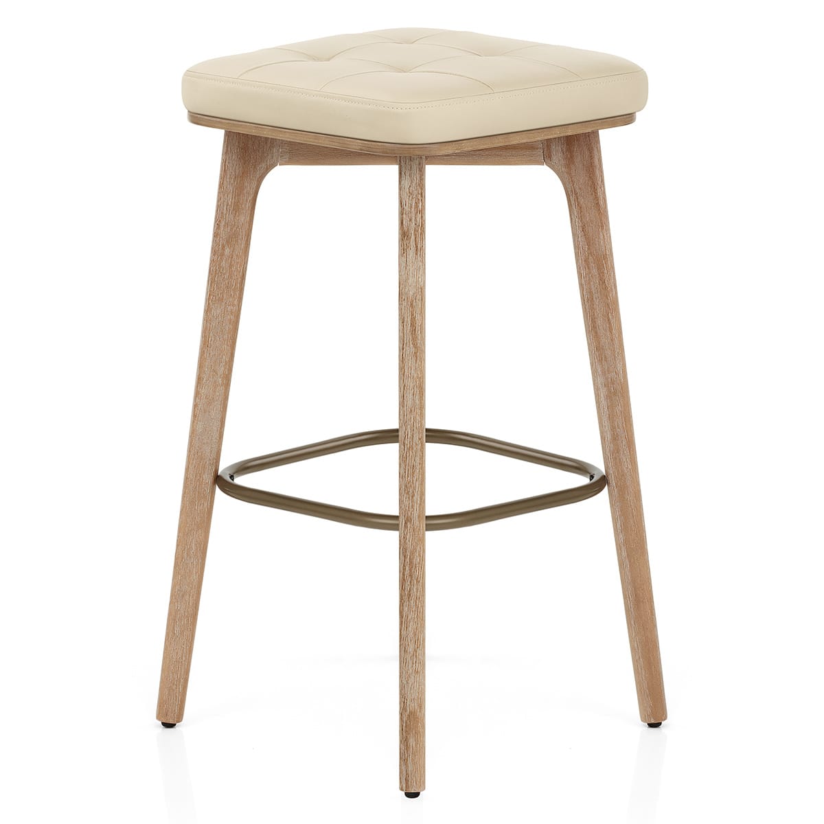 Sgabello Ecopelle Legno - Malmo Crema