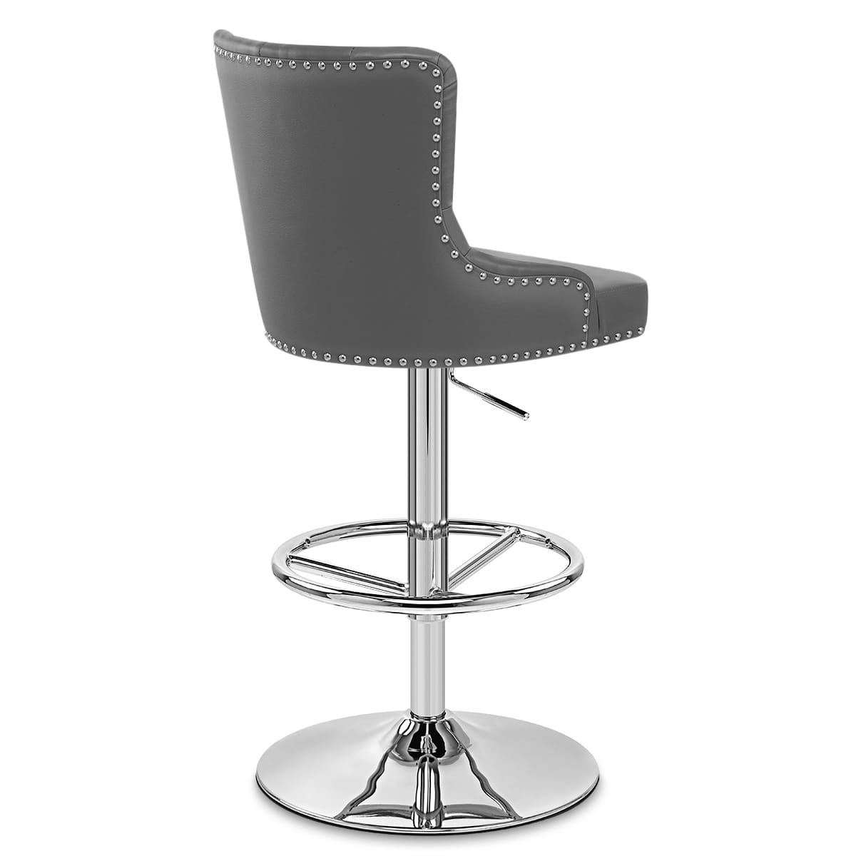 Sgabello Ecopelle Cromato - Manor Grigio