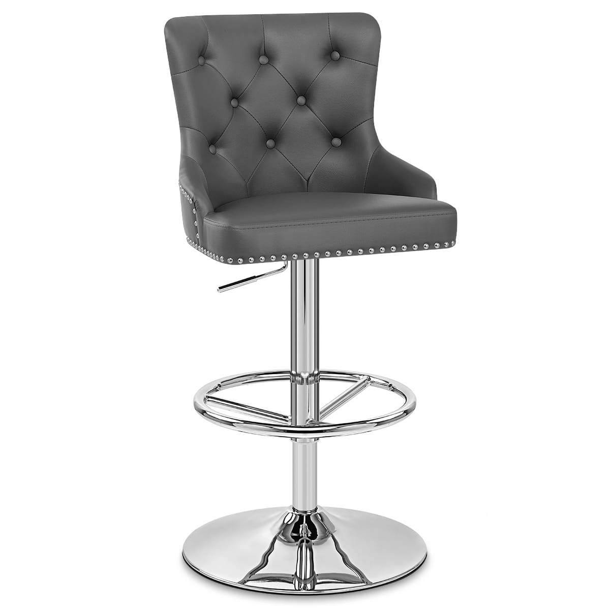 Sgabello Ecopelle Cromato - Manor Grigio