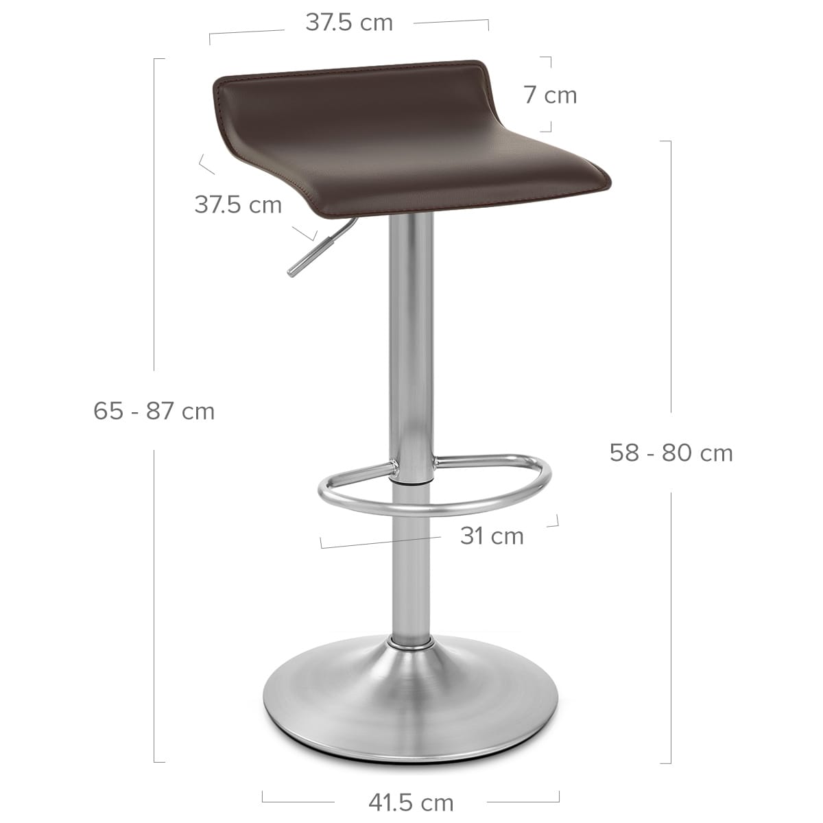 Sgabello Ecopelle Cromo Satinato - Mars Marrone