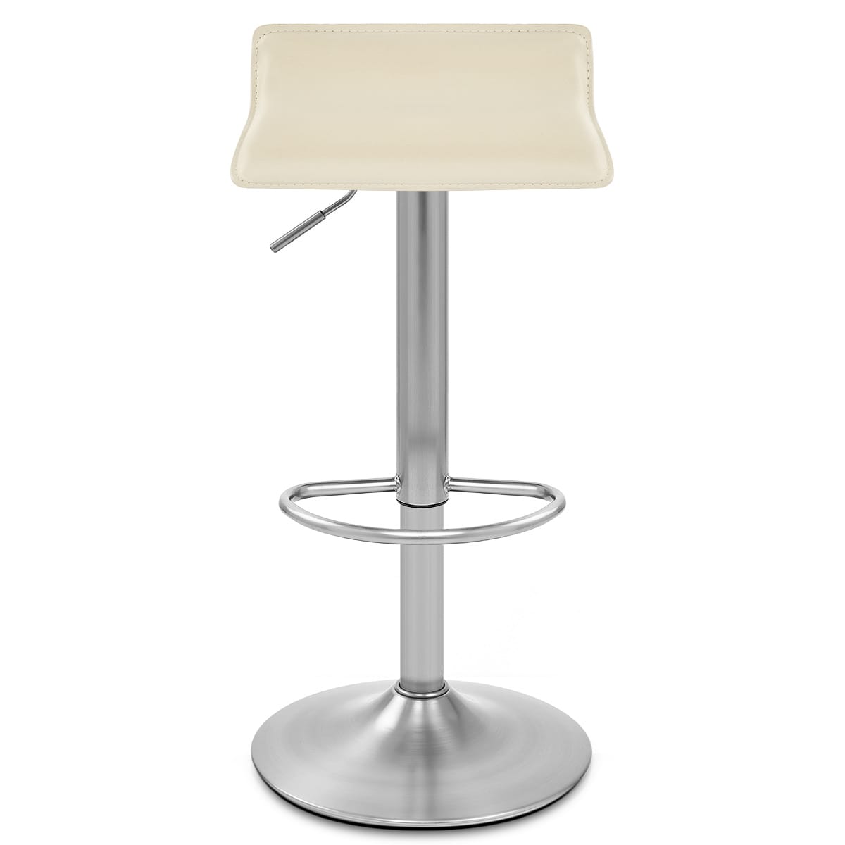 Sgabello Ecopelle Cromo Satinato - Mars Crema