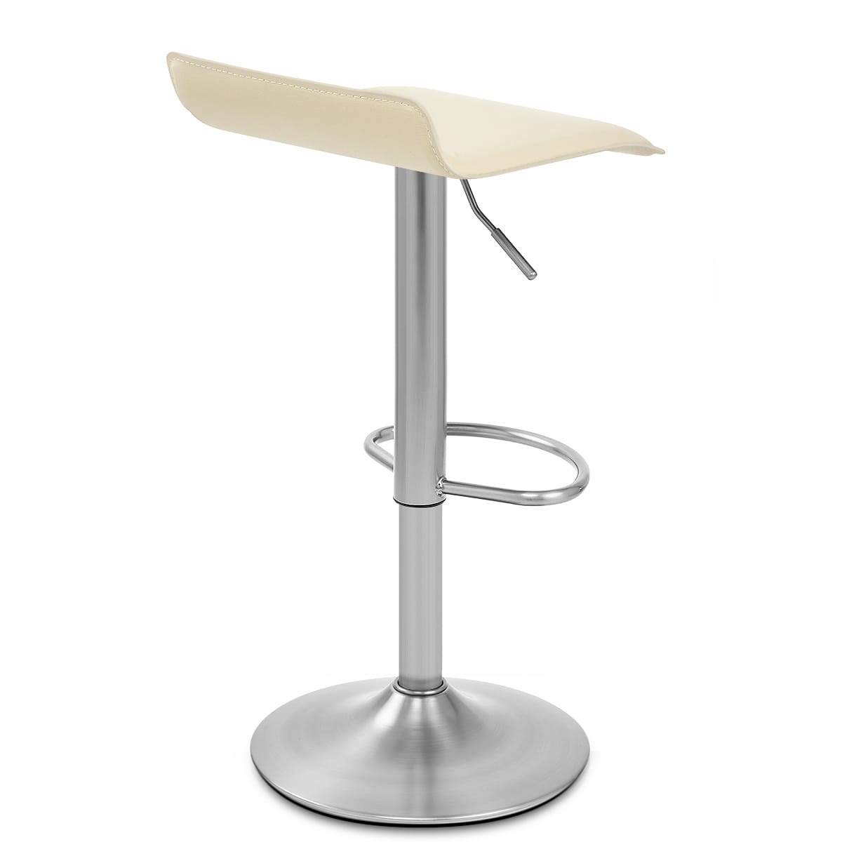 Sgabello Ecopelle Cromo Satinato - Mars Crema