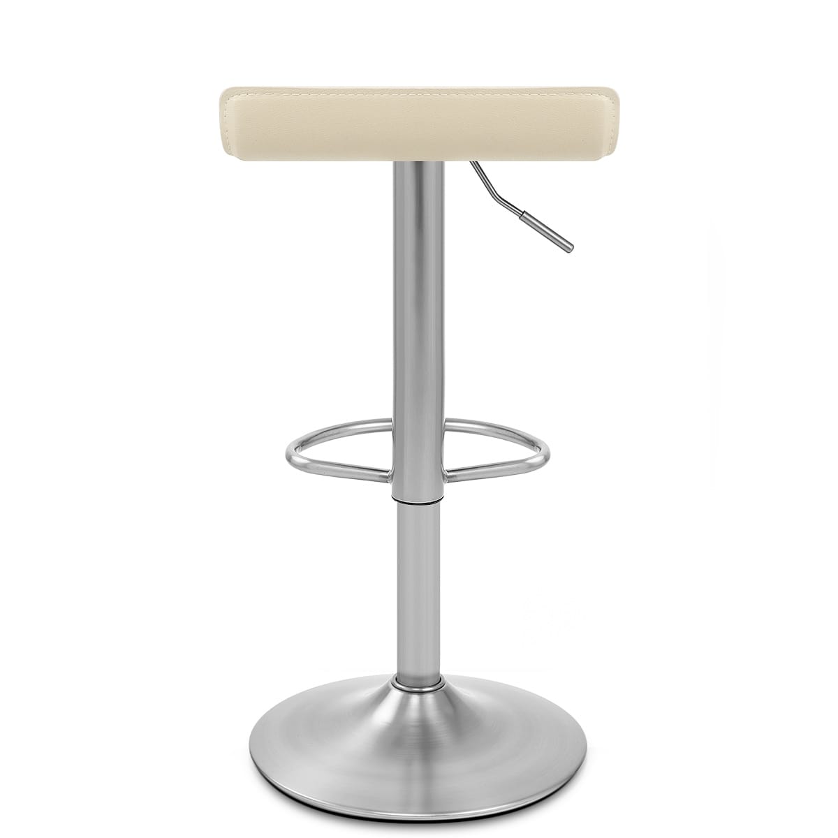 Sgabello Ecopelle Cromo Satinato - Mars Crema