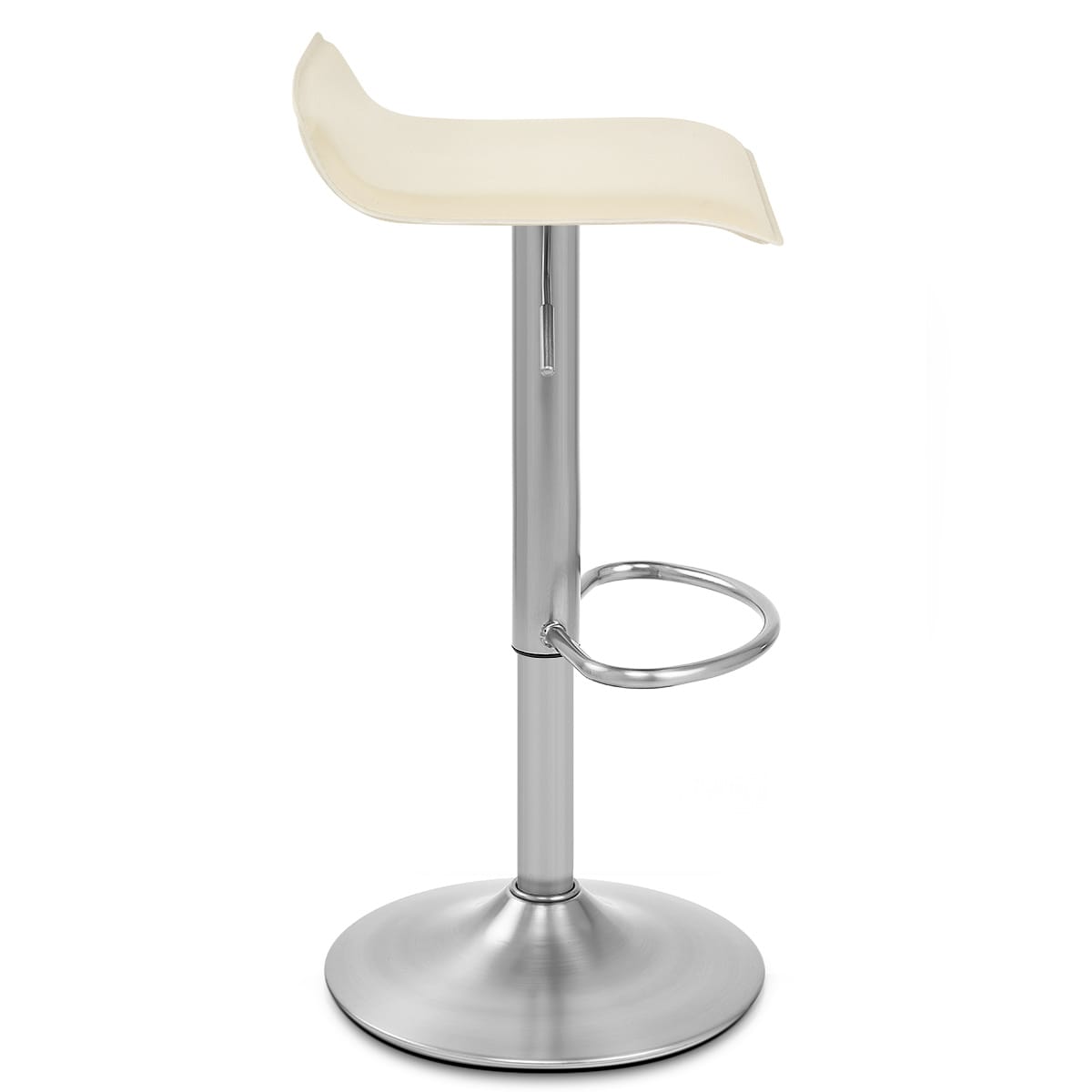 Sgabello Ecopelle Cromo Satinato - Mars Crema