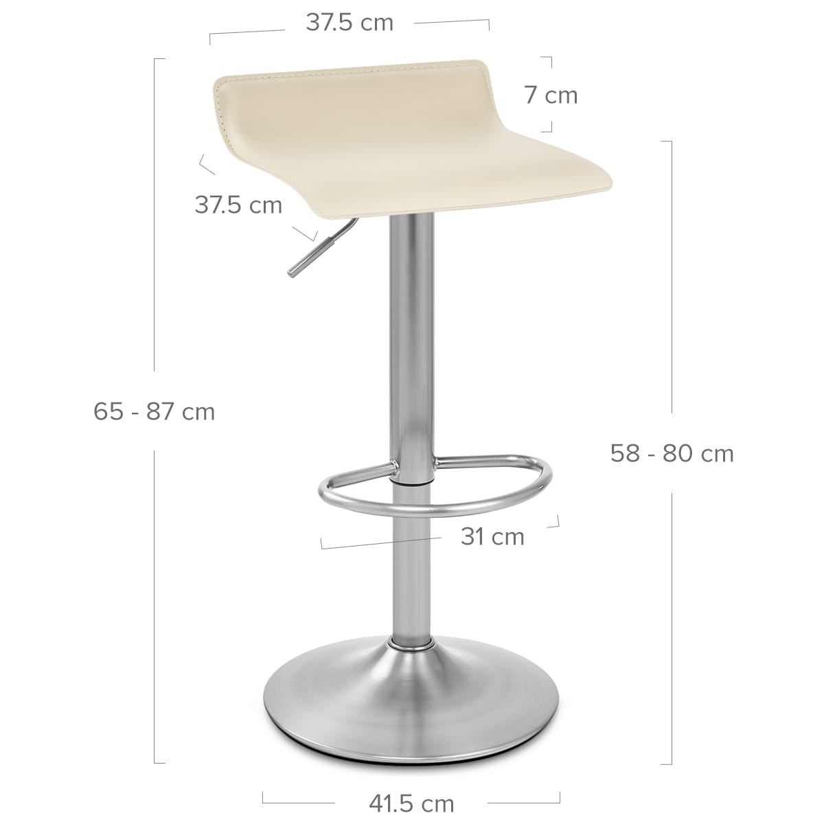 Sgabello Ecopelle Cromo Satinato - Mars Crema