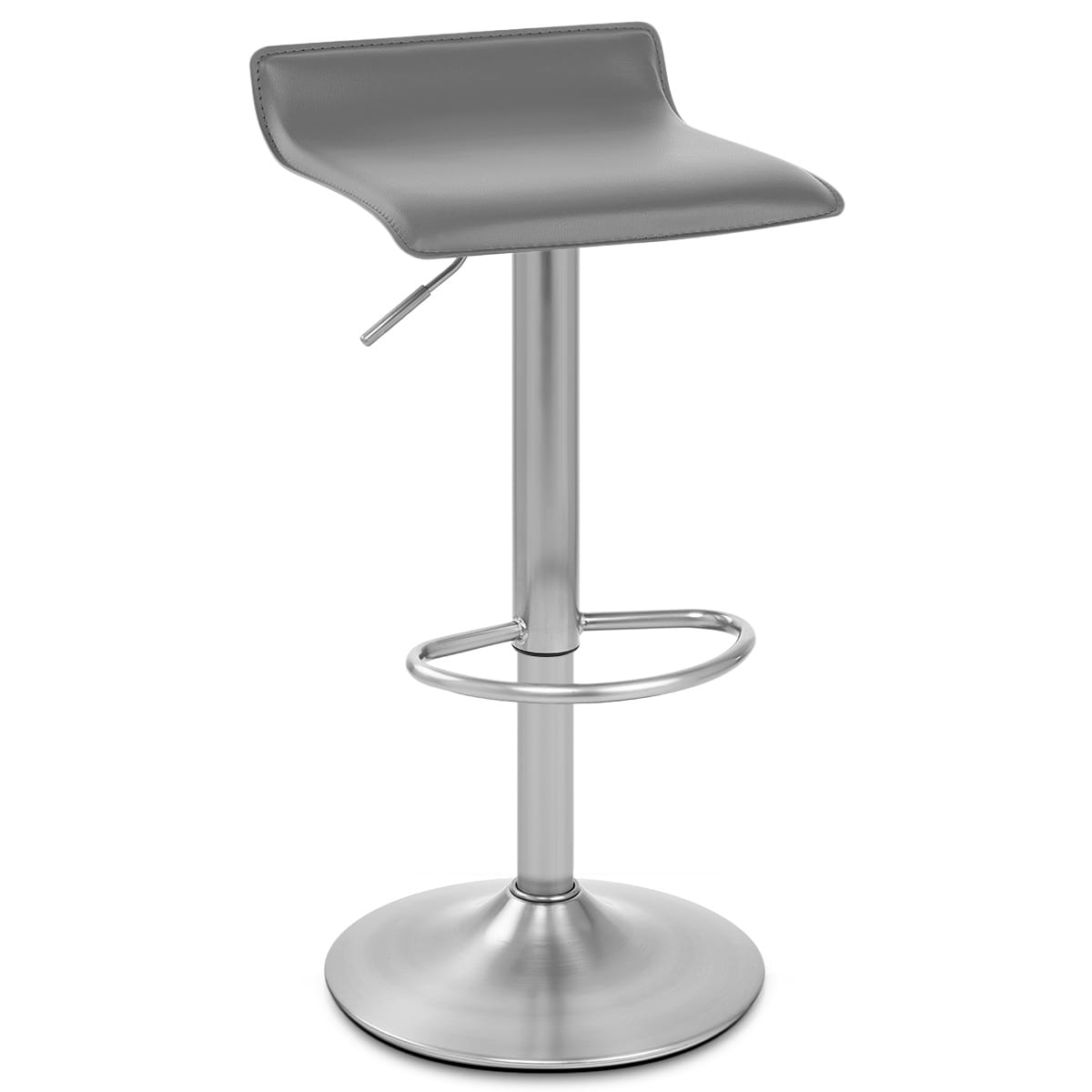 Sgabello Ecopelle Cromo Satinato - Mars Grigio