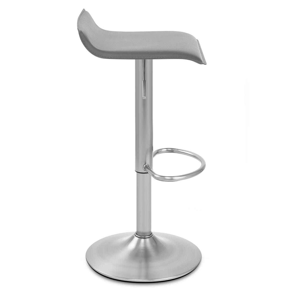Sgabello Ecopelle Cromo Satinato - Mars Grigio