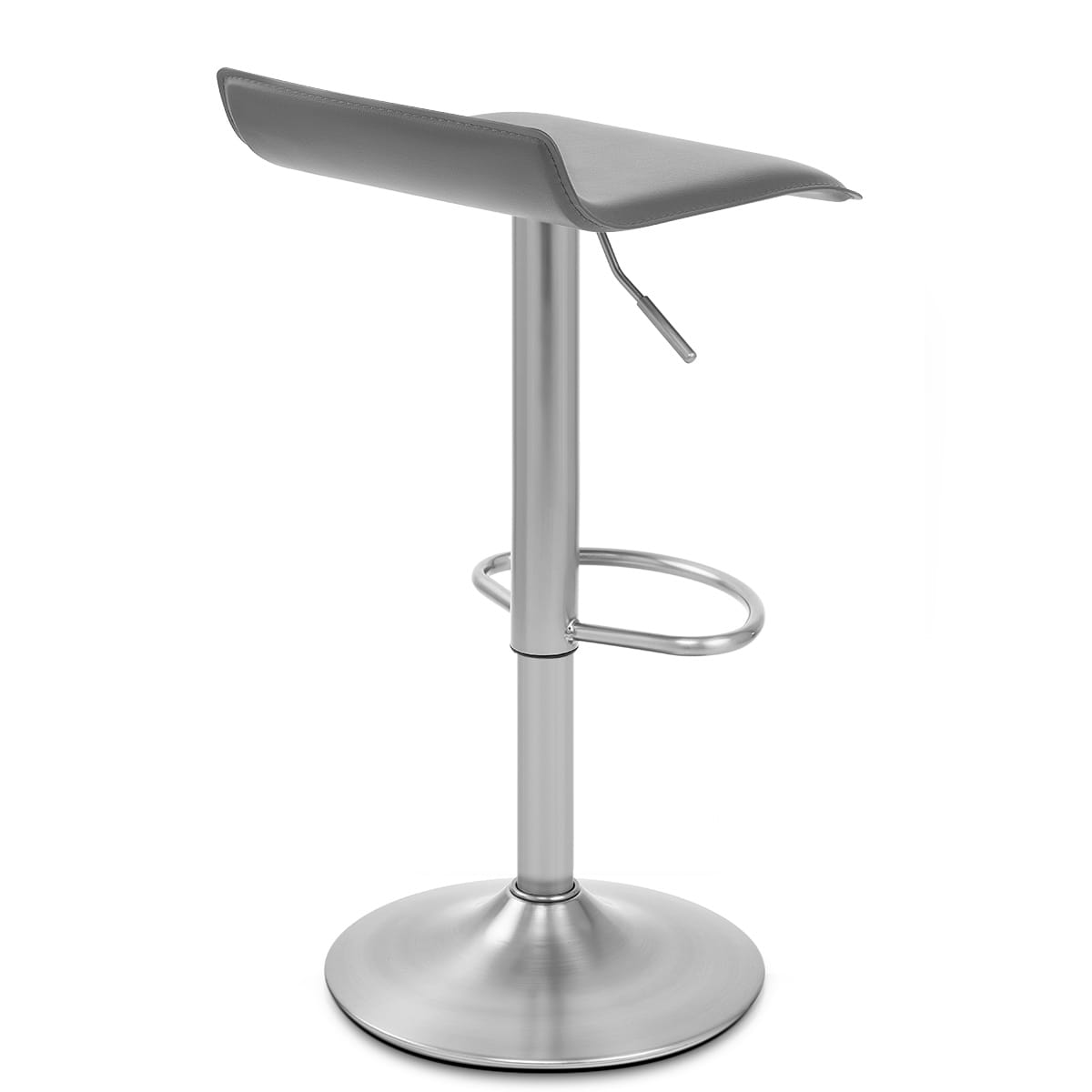 Sgabello Ecopelle Cromo Satinato - Mars Grigio