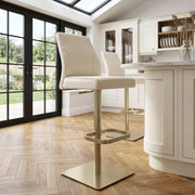 Sgabello Vera Pelle Oro - Martello Crema