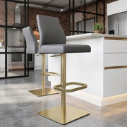 Sgabello Vera Pelle Oro - Martello Grigio