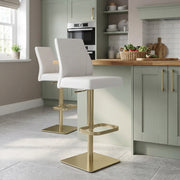 Sgabello Vera Pelle Oro - Martello Bianco