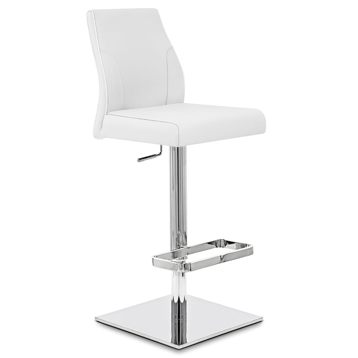 Sgabello Pelle Cromato - Martello Bianco