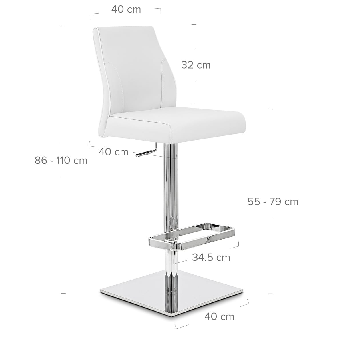 Sgabello Pelle Cromato - Martello Bianco