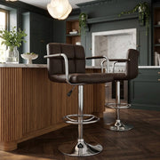 Sgabello Ecopelle Cromato - Maze Marrone