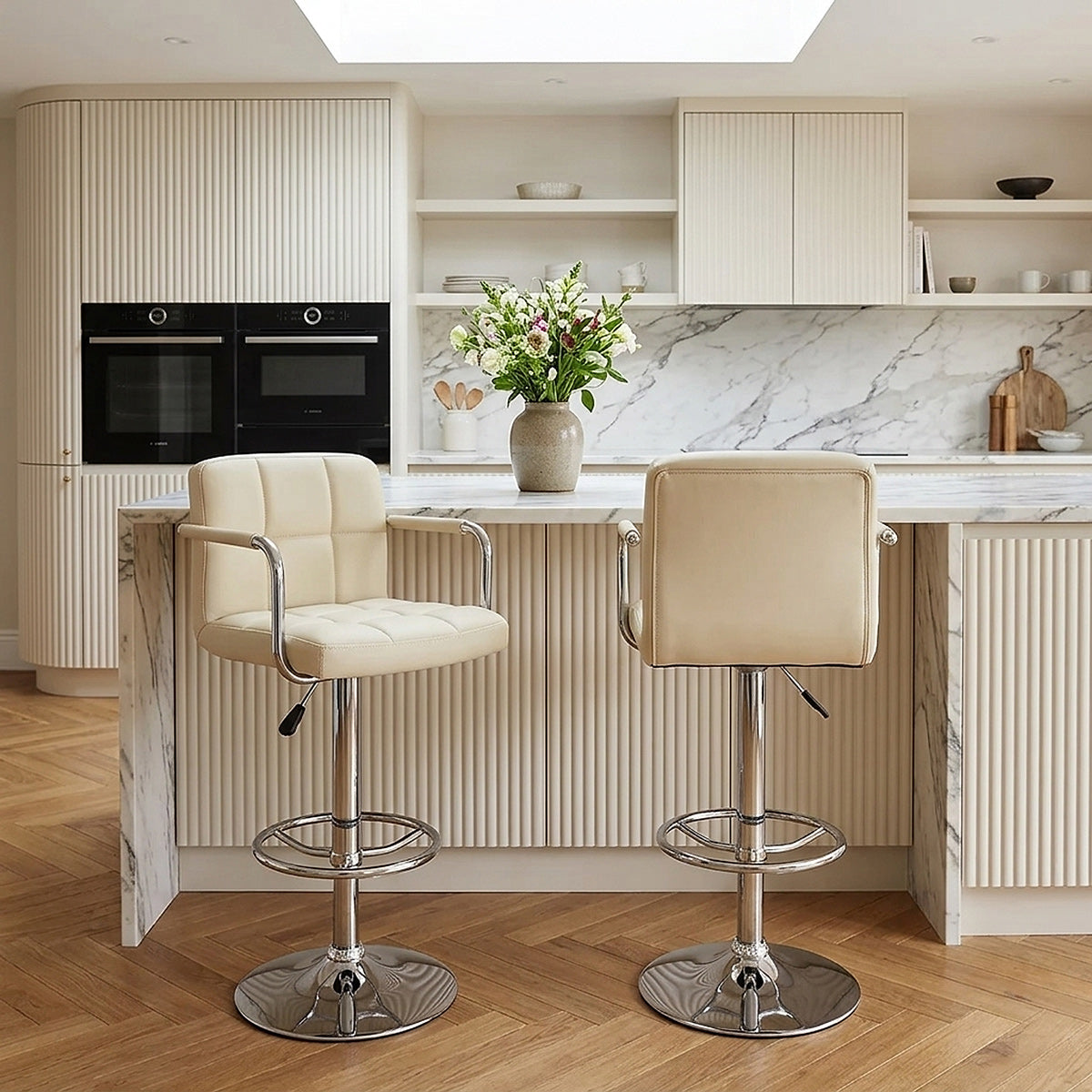 Sgabello Ecopelle Cromato - Maze Crema