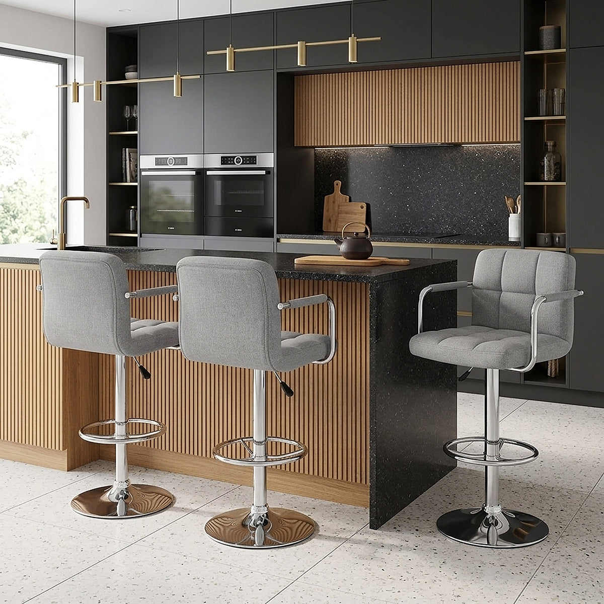 Sgabello Tessuto Cromato - Maze Grigio