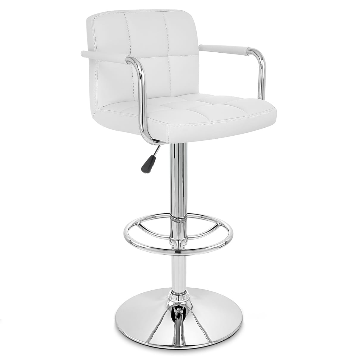 Sgabello Ecopelle Cromato - Maze Bianco