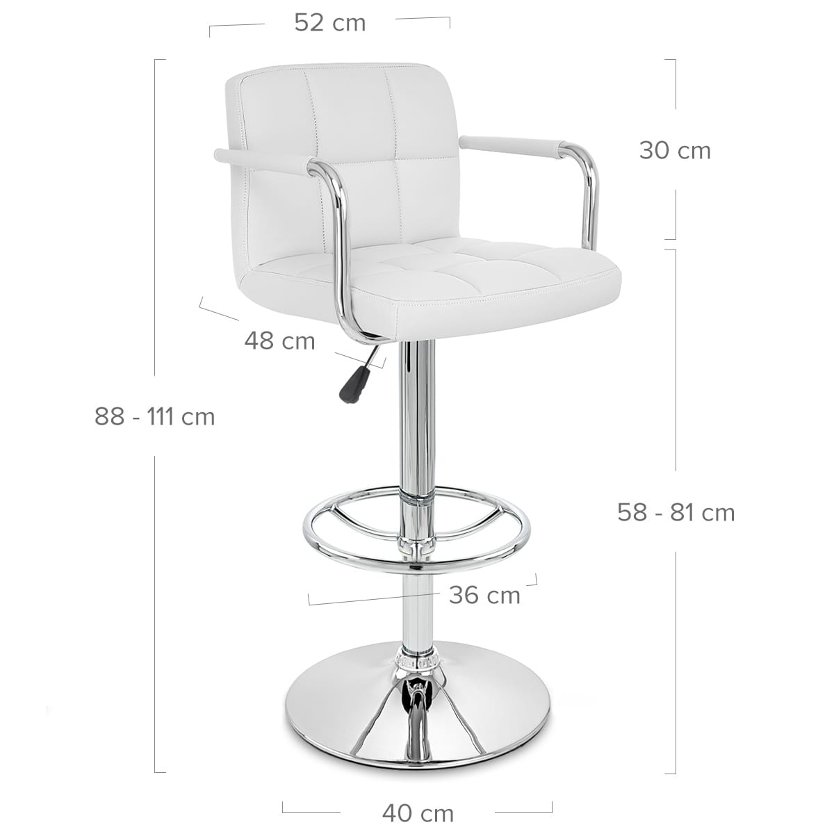 Sgabello Ecopelle Cromato - Maze Bianco