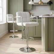 Sgabello Ecopelle Cromato - Maze Bianco