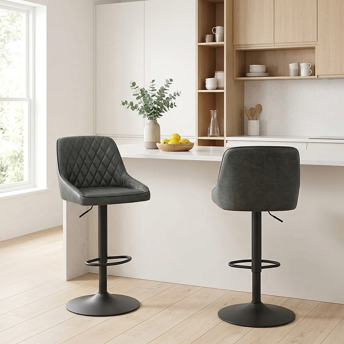 Sgabello Vera Pelle - Melbourne Grigio Scuro