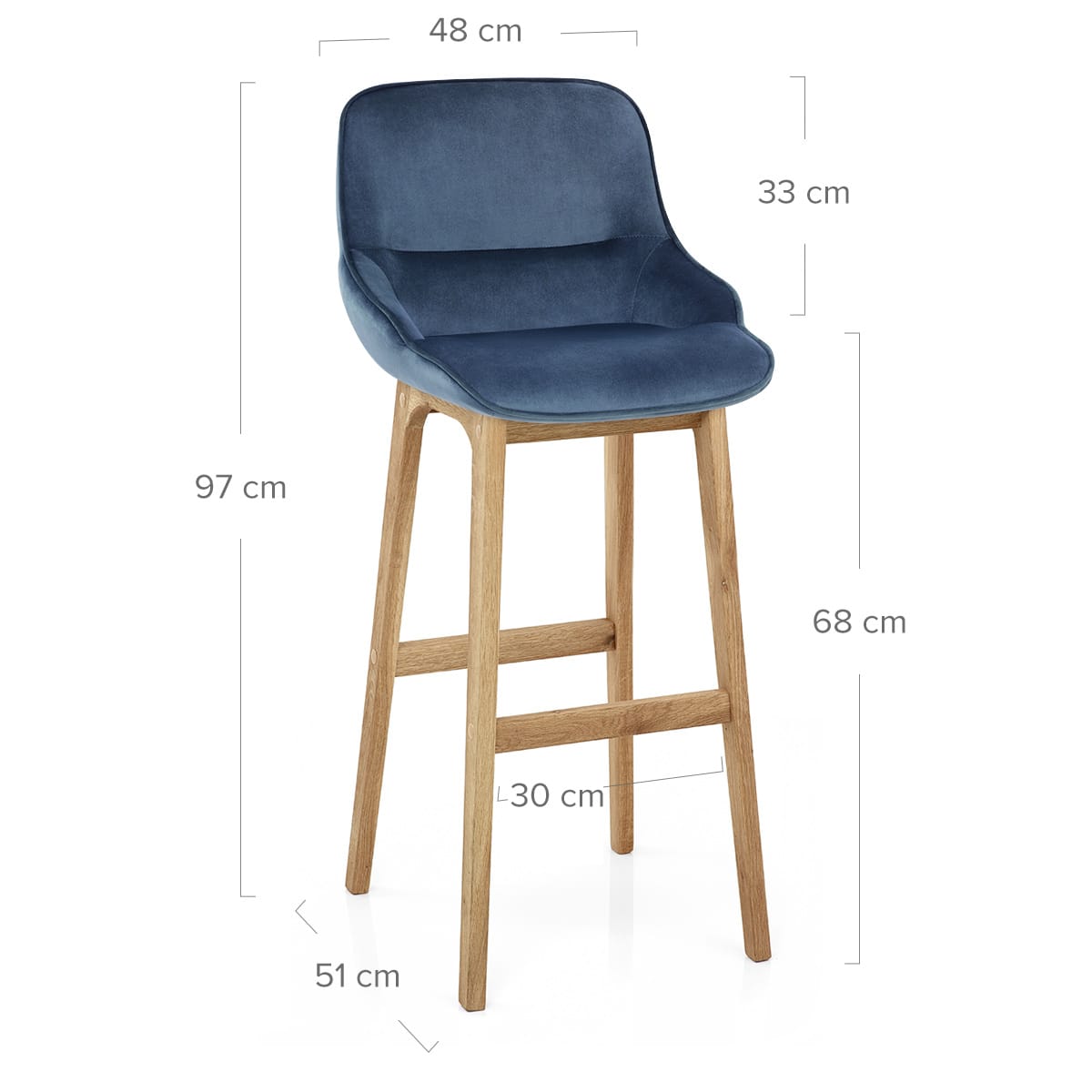 Sgabello Velluto Legno - Miami Blu