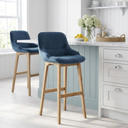 Sgabello Velluto Legno - Miami Blu