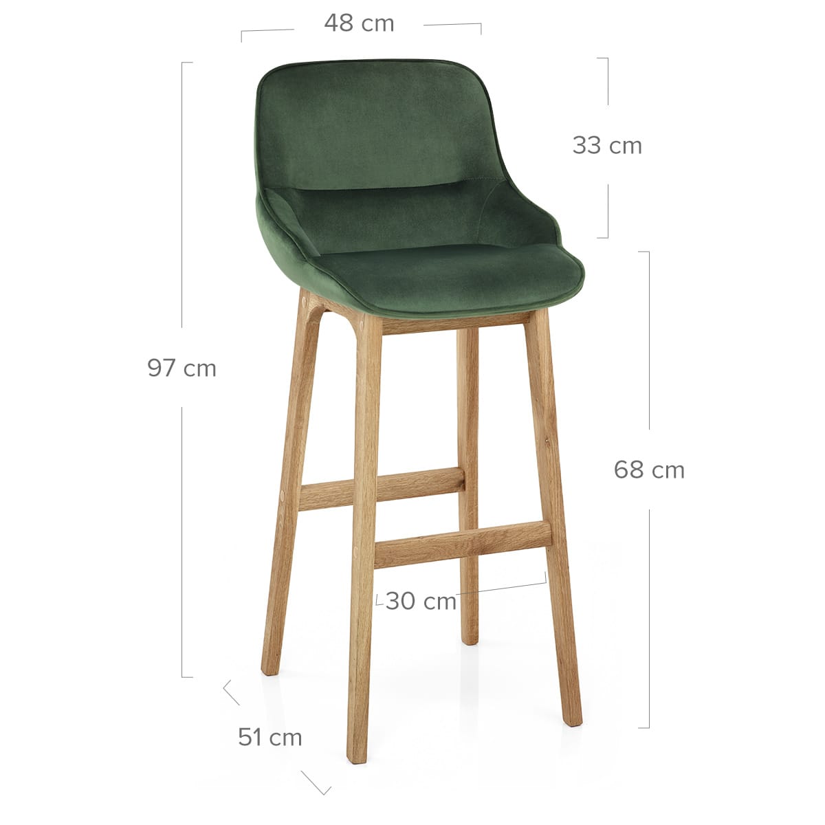 Sgabello Velluto Legno - Miami Verde