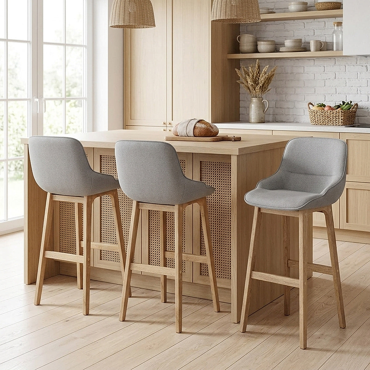Sgabello Tessuto Legno - Miami Grigio