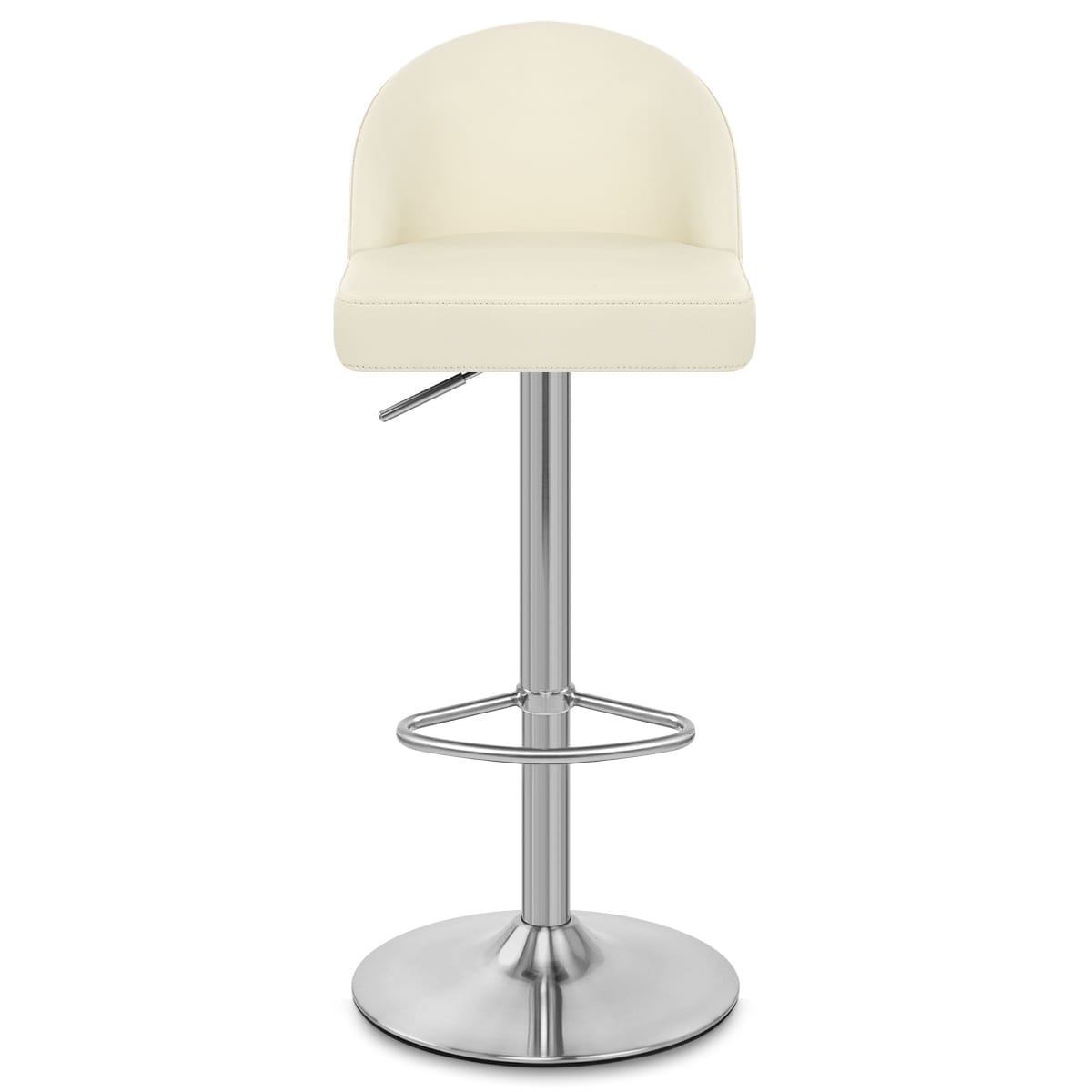 Sgabello Ecopelle Cromo Satinato - Mimi Crema