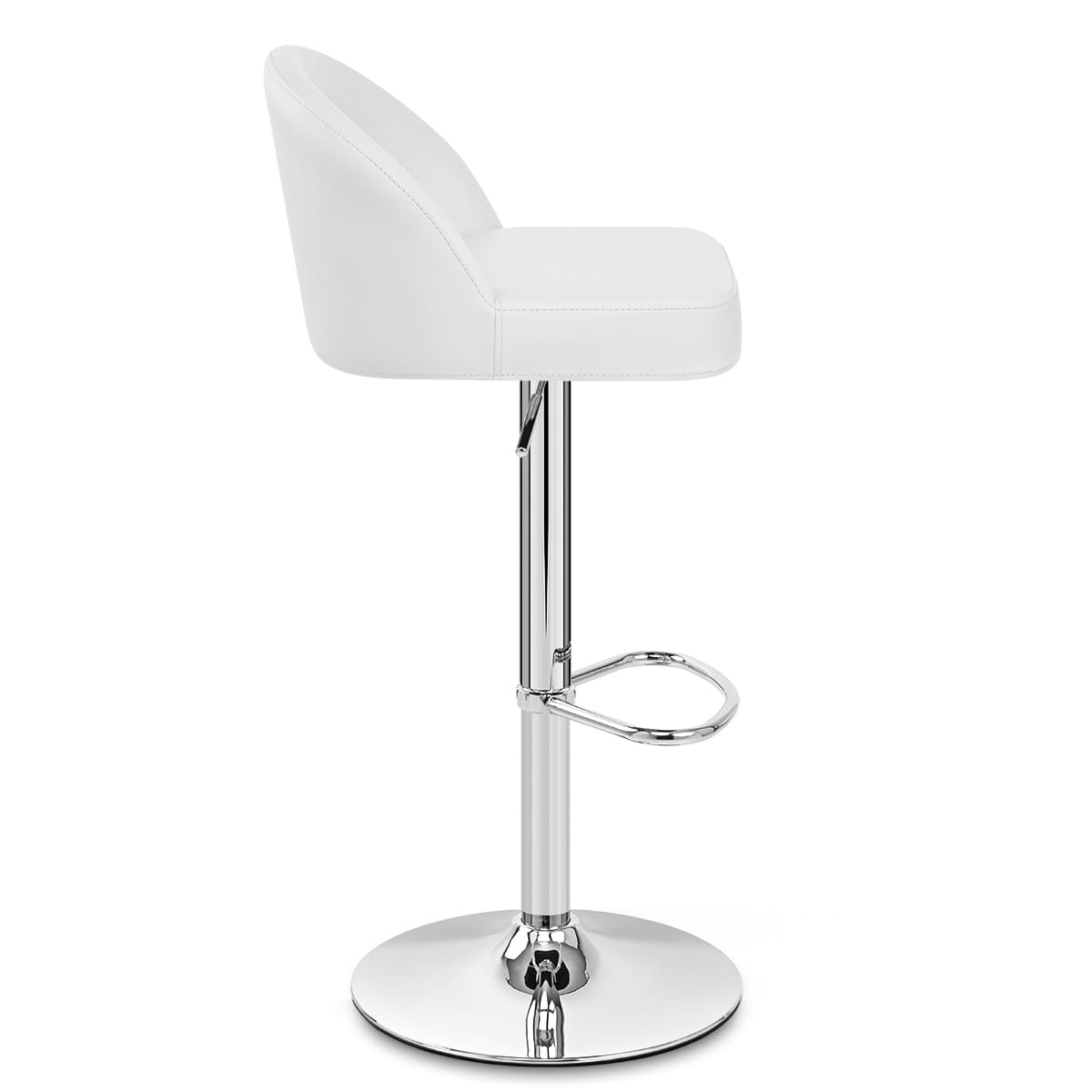 Sgabello Ecopelle Cromato - Mimi Bianco