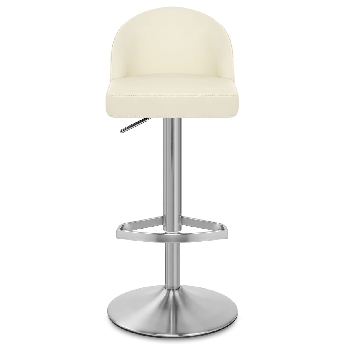 Sgabello Pelle Cromo Satinato - Mimi Crema