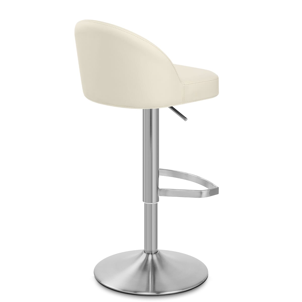 Sgabello Pelle Cromo Satinato - Mimi Crema
