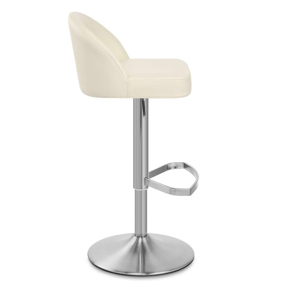 Sgabello Pelle Cromo Satinato - Mimi Crema