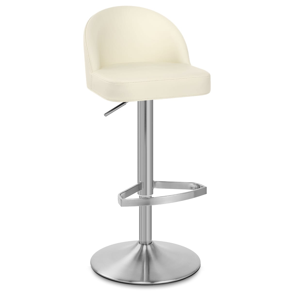 Sgabello Pelle Cromo Satinato - Mimi Crema