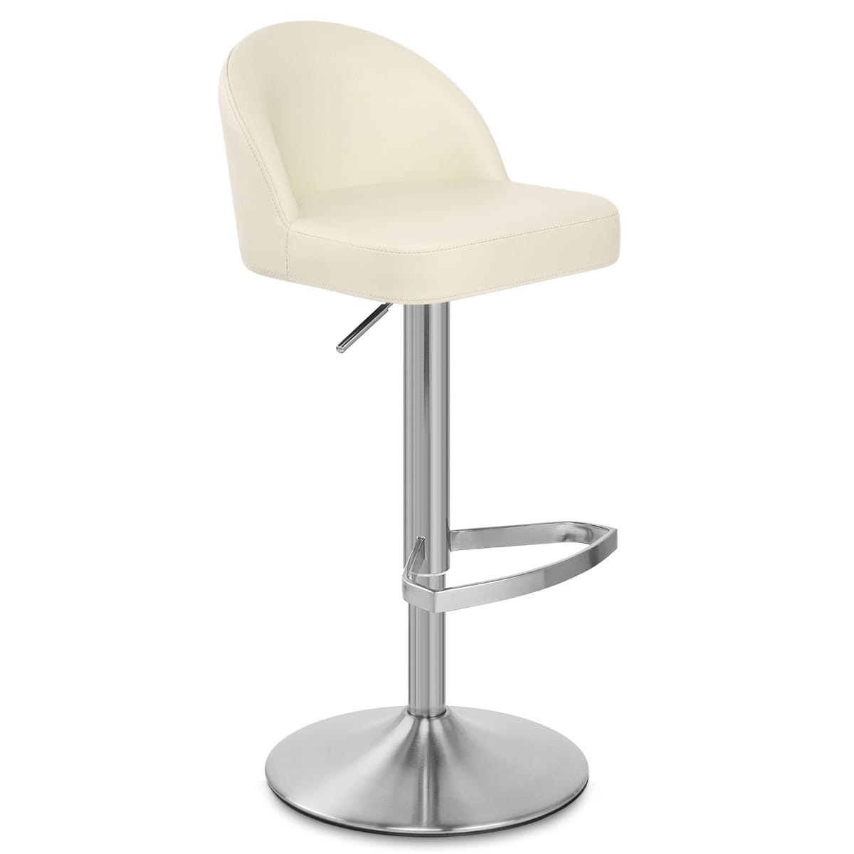 Sgabello Pelle Cromo Satinato - Mimi Crema