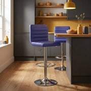 Sgabello Ecopelle Cromato - Mint Blu