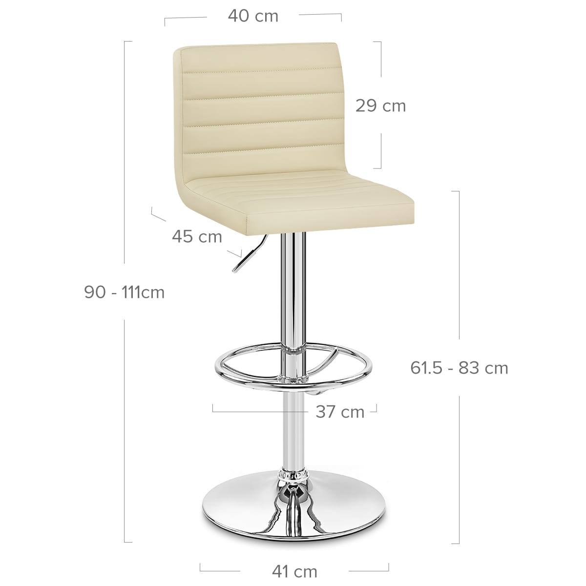Sgabello Ecopelle Cromato - Mint Crema