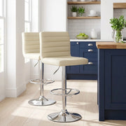 Sgabello Ecopelle Cromato - Mint Crema