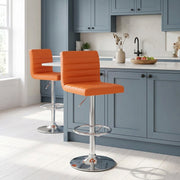 Sgabello Ecopelle Cromato - Mint Arancione