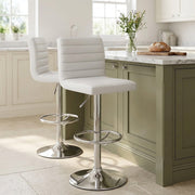 Sgabello Ecopelle Cromato - Mint Bianco