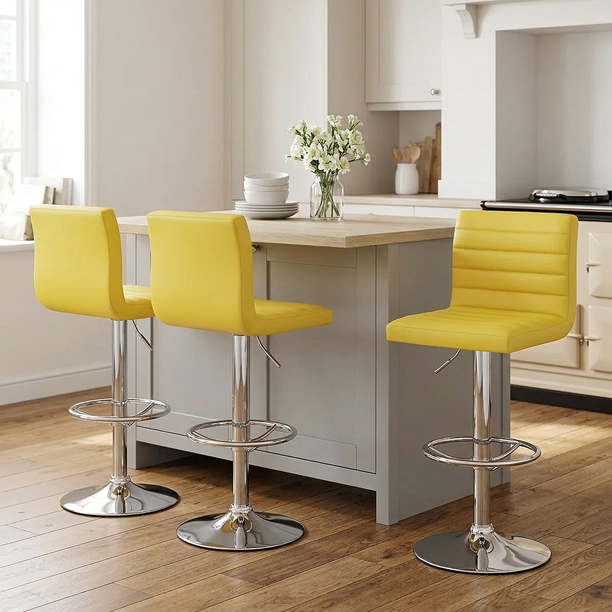 Sgabello Ecopelle Cromato - Mint Giallo