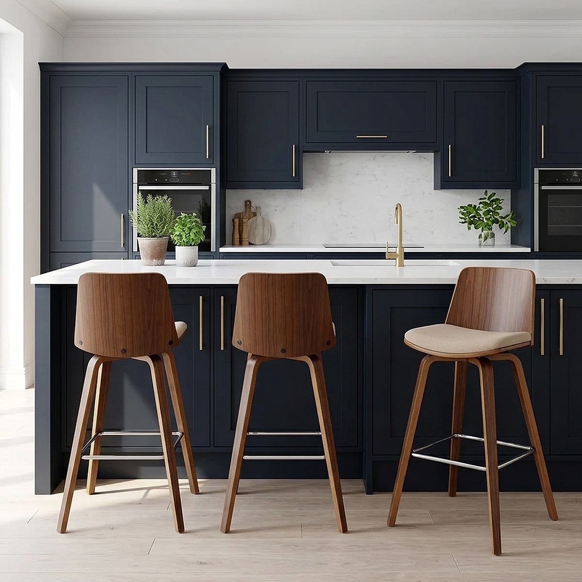 Sgabello Legno Tessuto - Mirage Crema