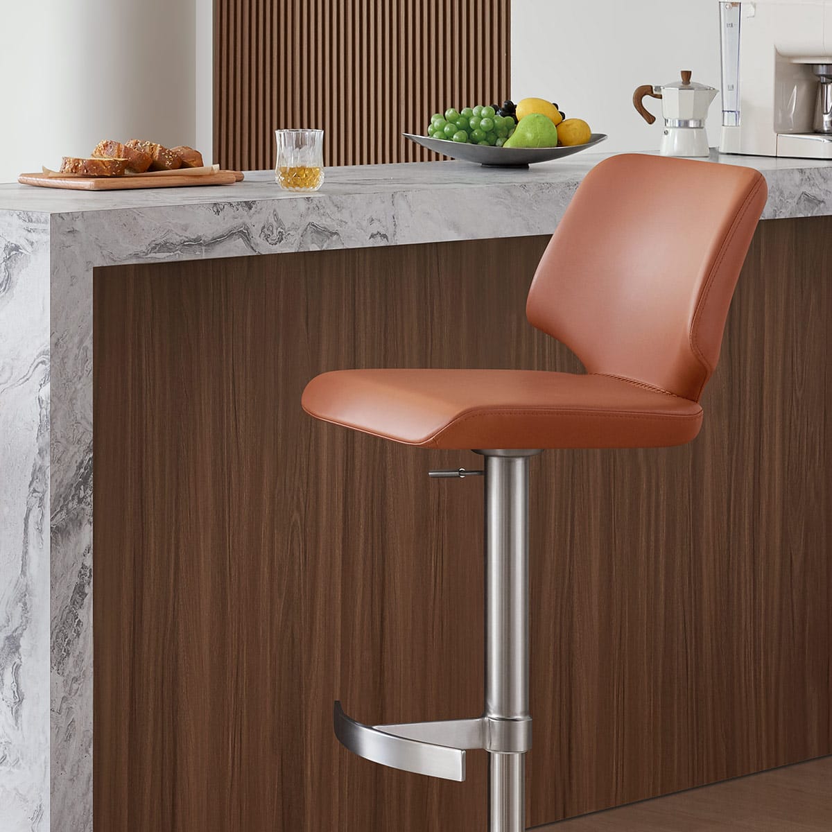 Sgabello Ecopelle Satinato - Mode Marrone