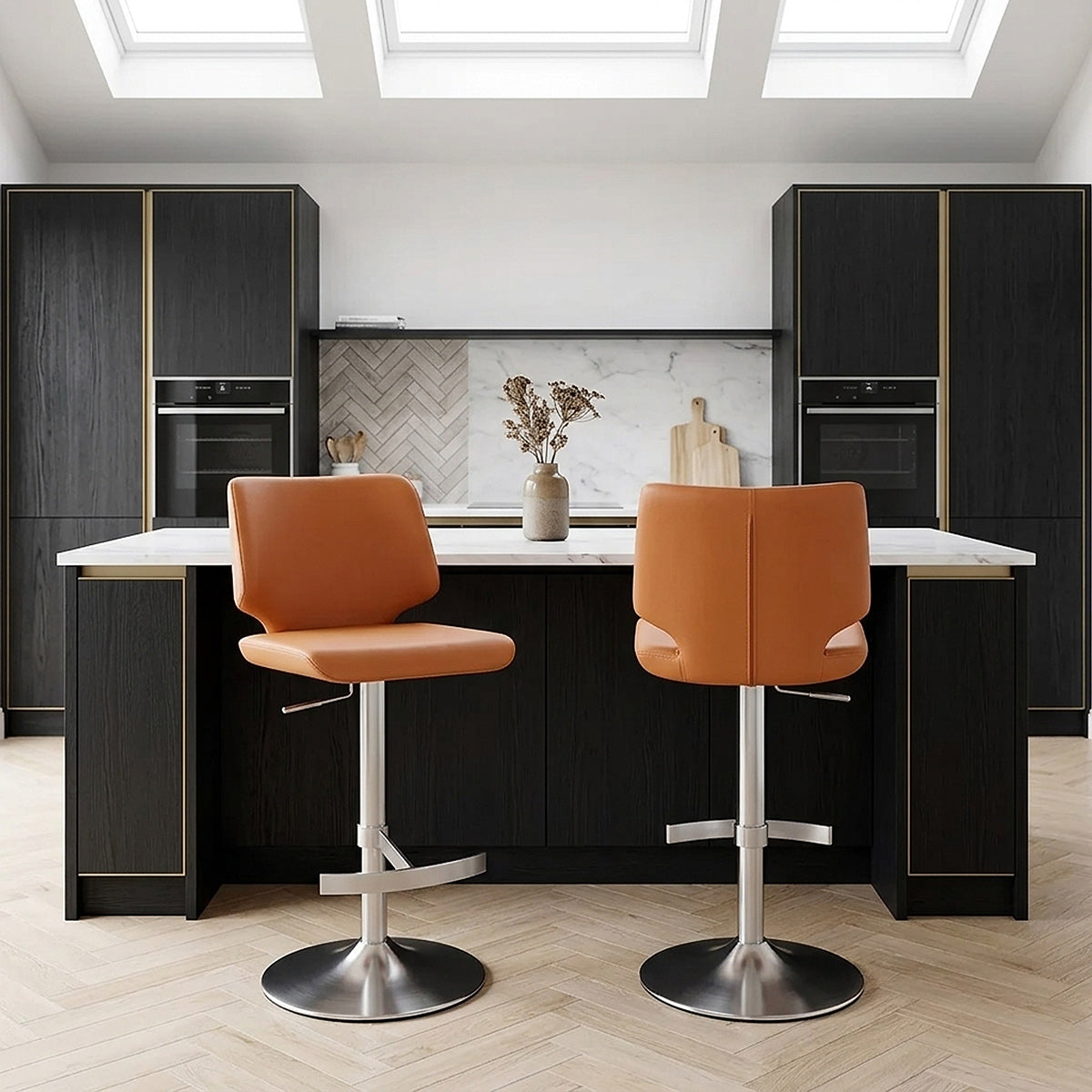 Sgabello Ecopelle Satinato - Mode Arancione