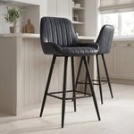 Sgabello Ecopelle Satinato - Mustang Blu Scuro