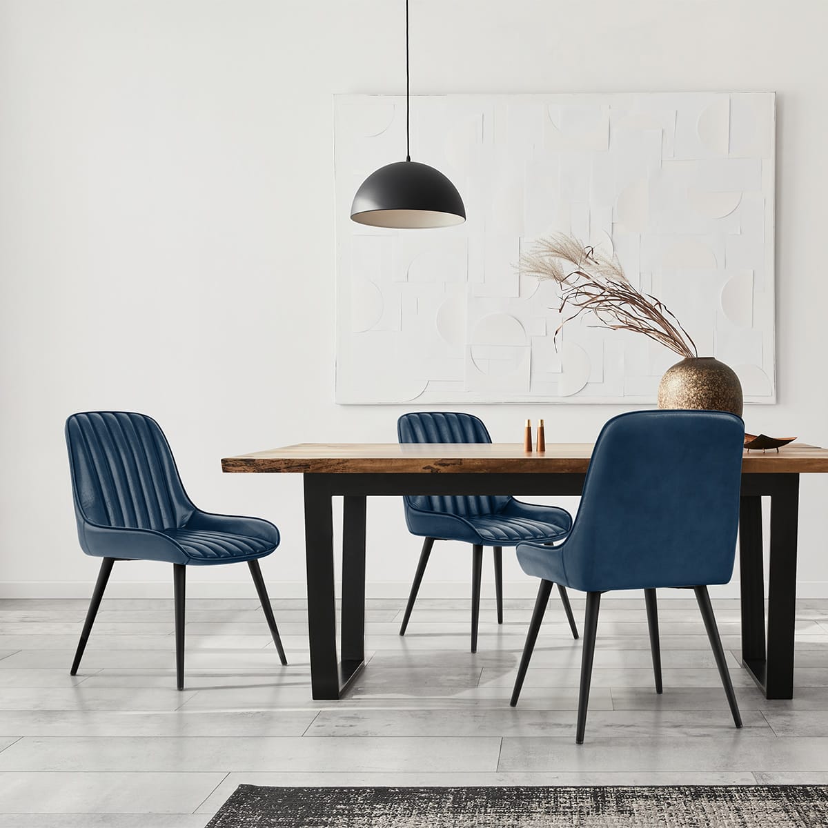 Sedia Ecopelle Satinata - Mustang Blu