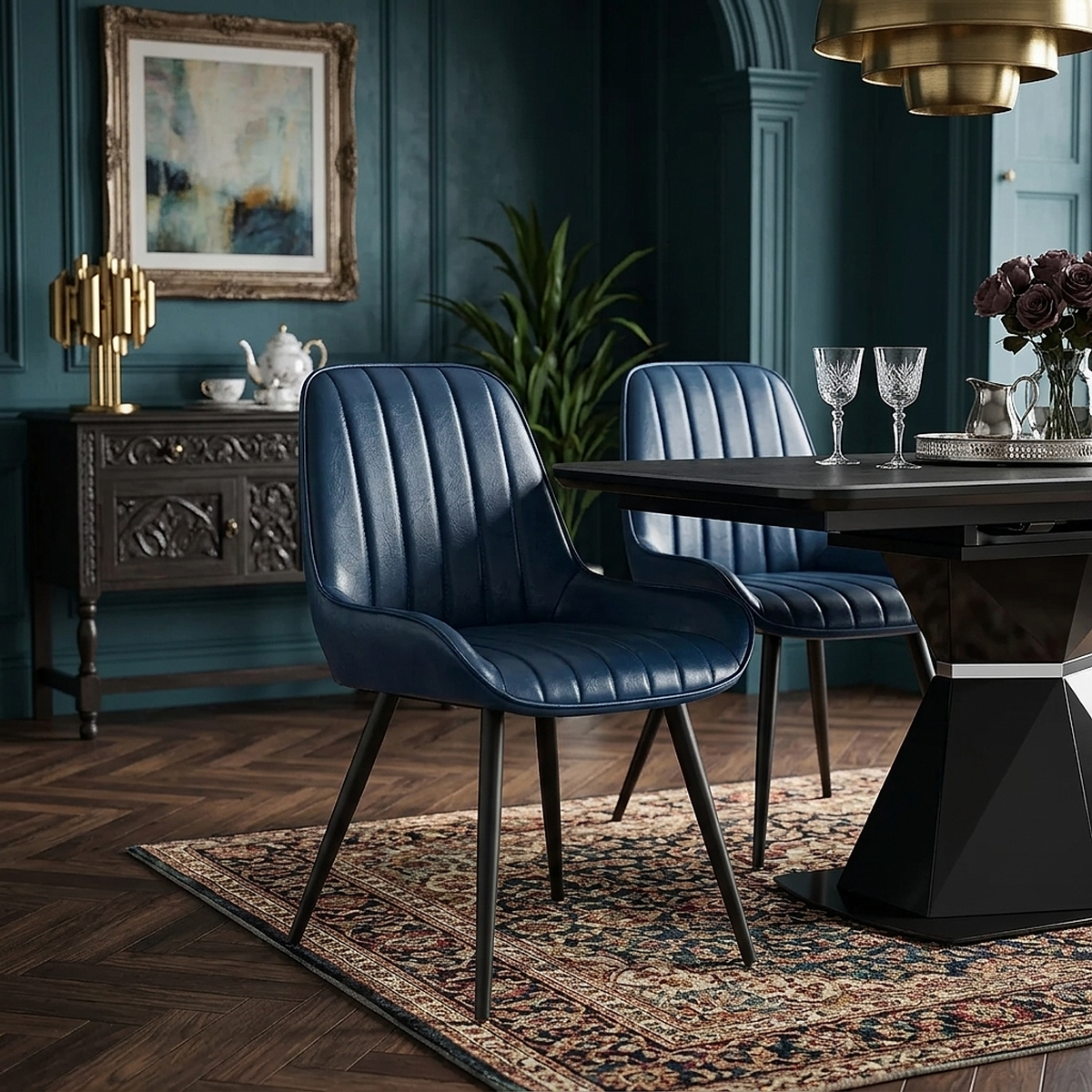Sedia Ecopelle Satinata - Mustang Blu