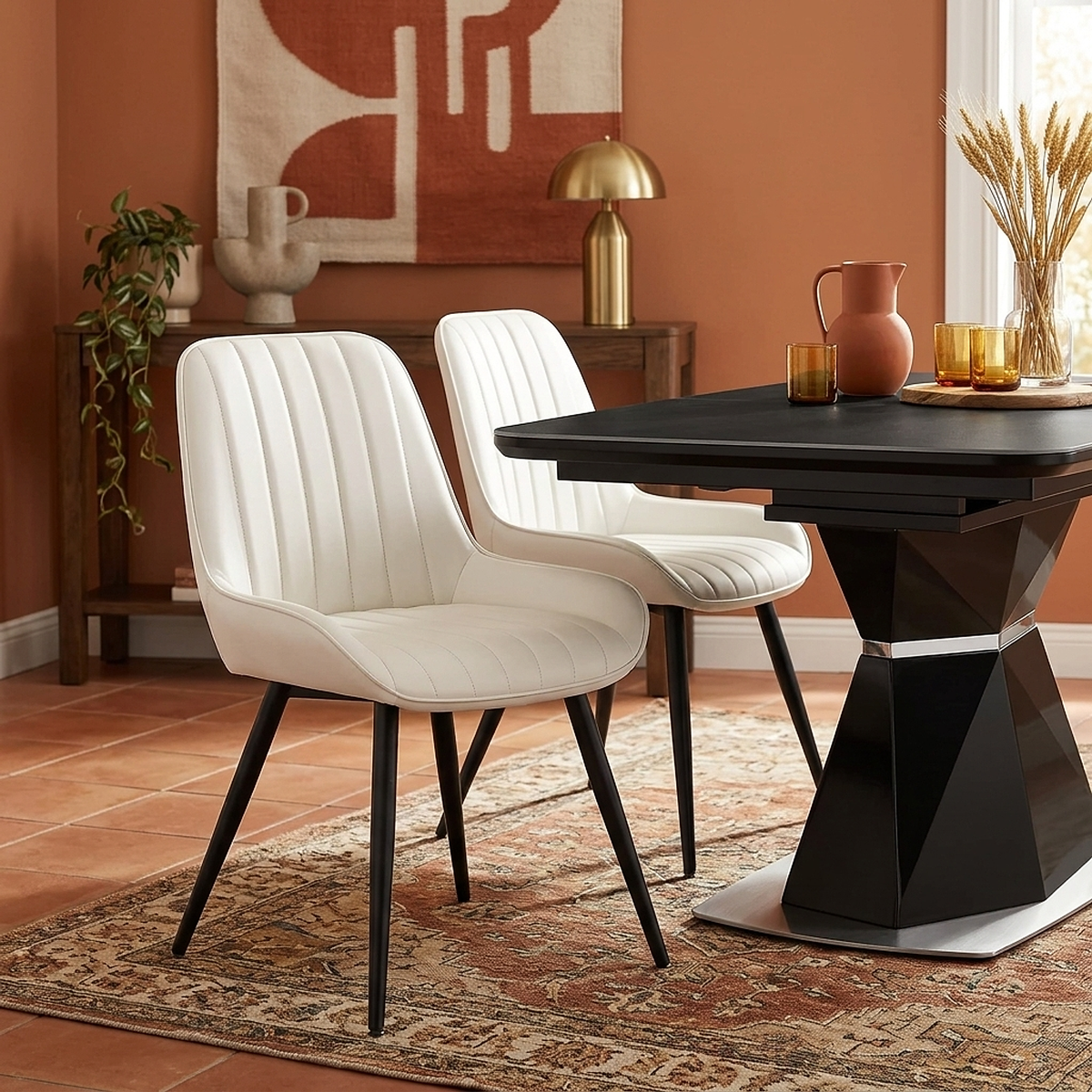 Sedia Ecopelle Satinata - Mustang Crema